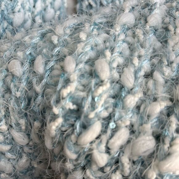 Cozy Aged Blue Metallic Sequins Fuzzy Yarn Infinity Long Thick Scarf One Size - Picture 5 of 6